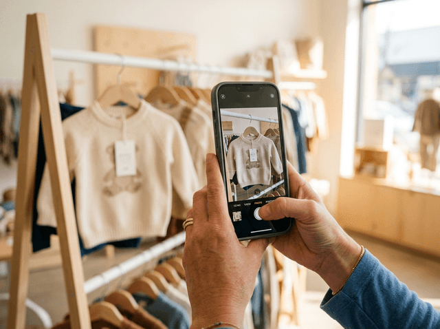 Snapping a clothing item in a store